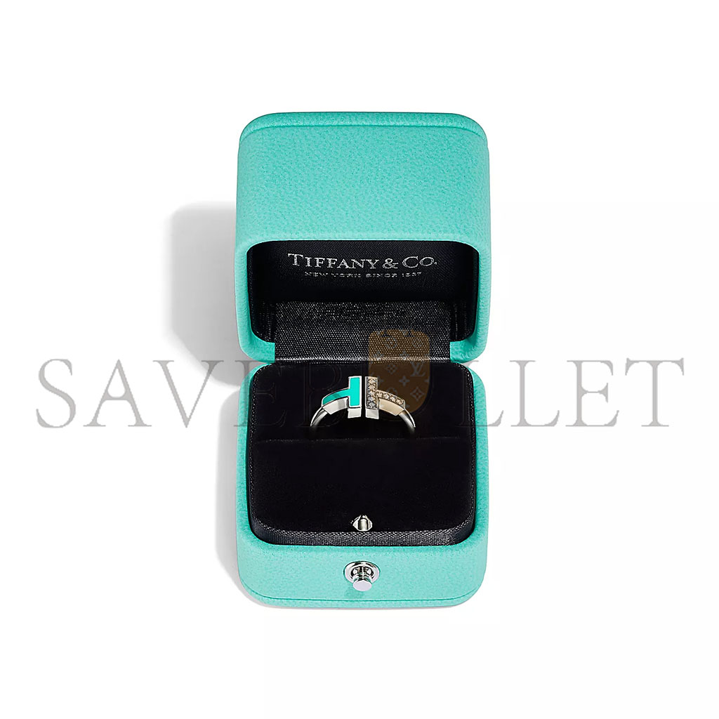 TIFFANY T DIAMOND AND TURQUOISE WIRE RING 64028146